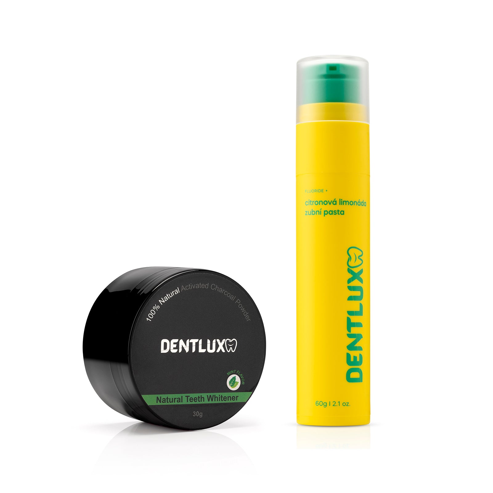 Dentlux bělící pudr na zuby + ochucená zubní pasta - Dentlux