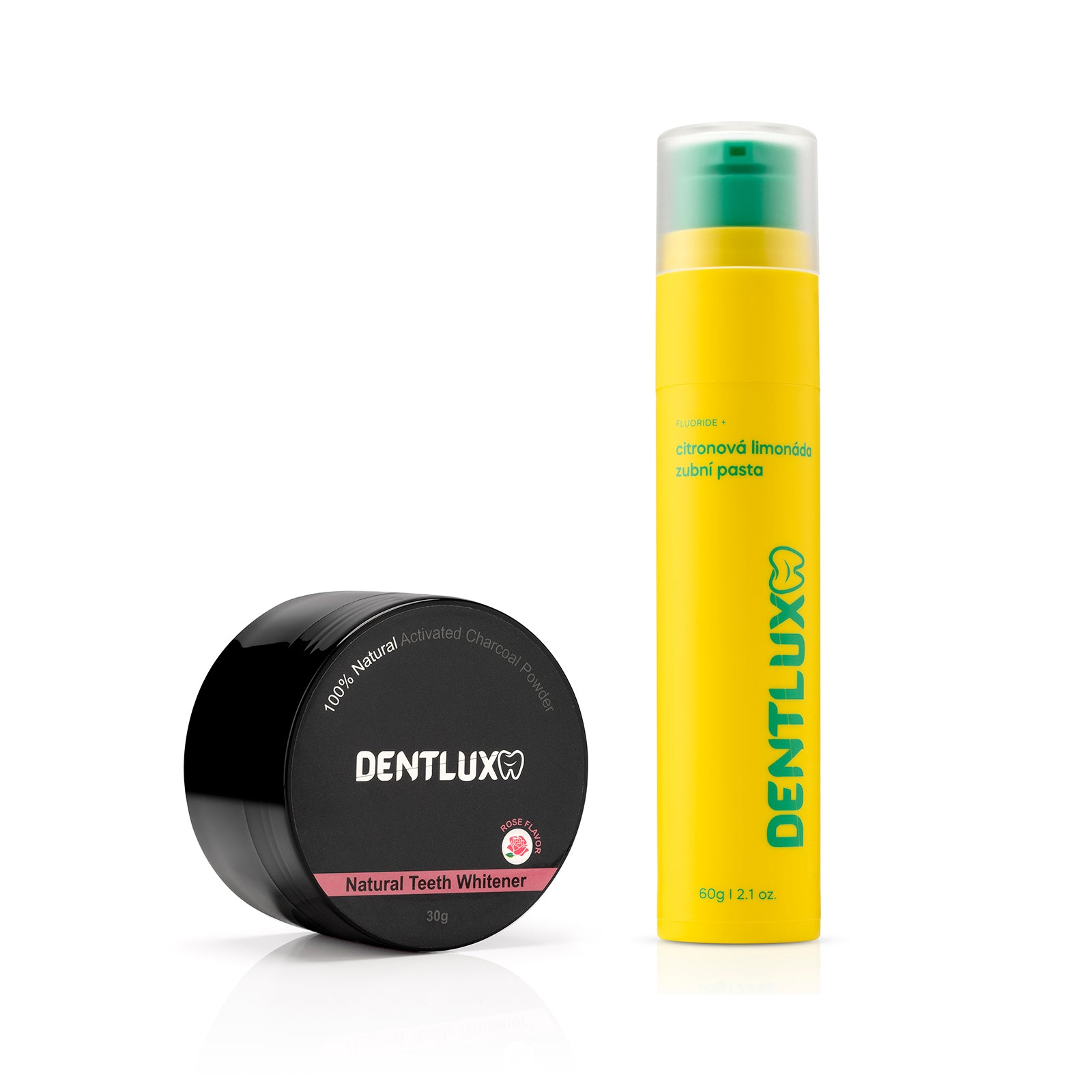 Dentlux bělící pudr na zuby + ochucená zubní pasta - Dentlux