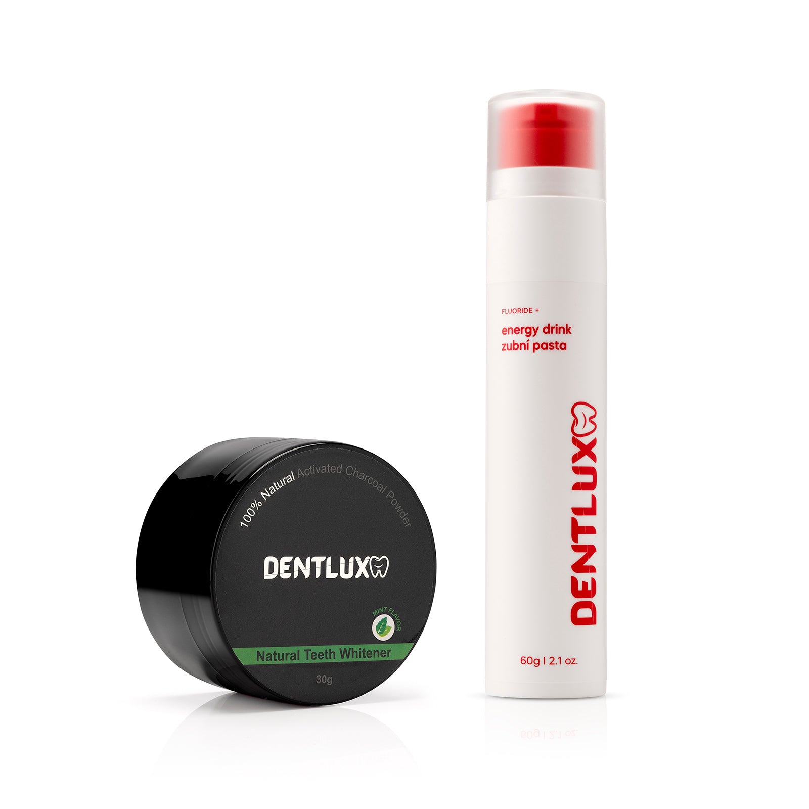 Dentlux bělící pudr na zuby + ochucená zubní pasta - Dentlux