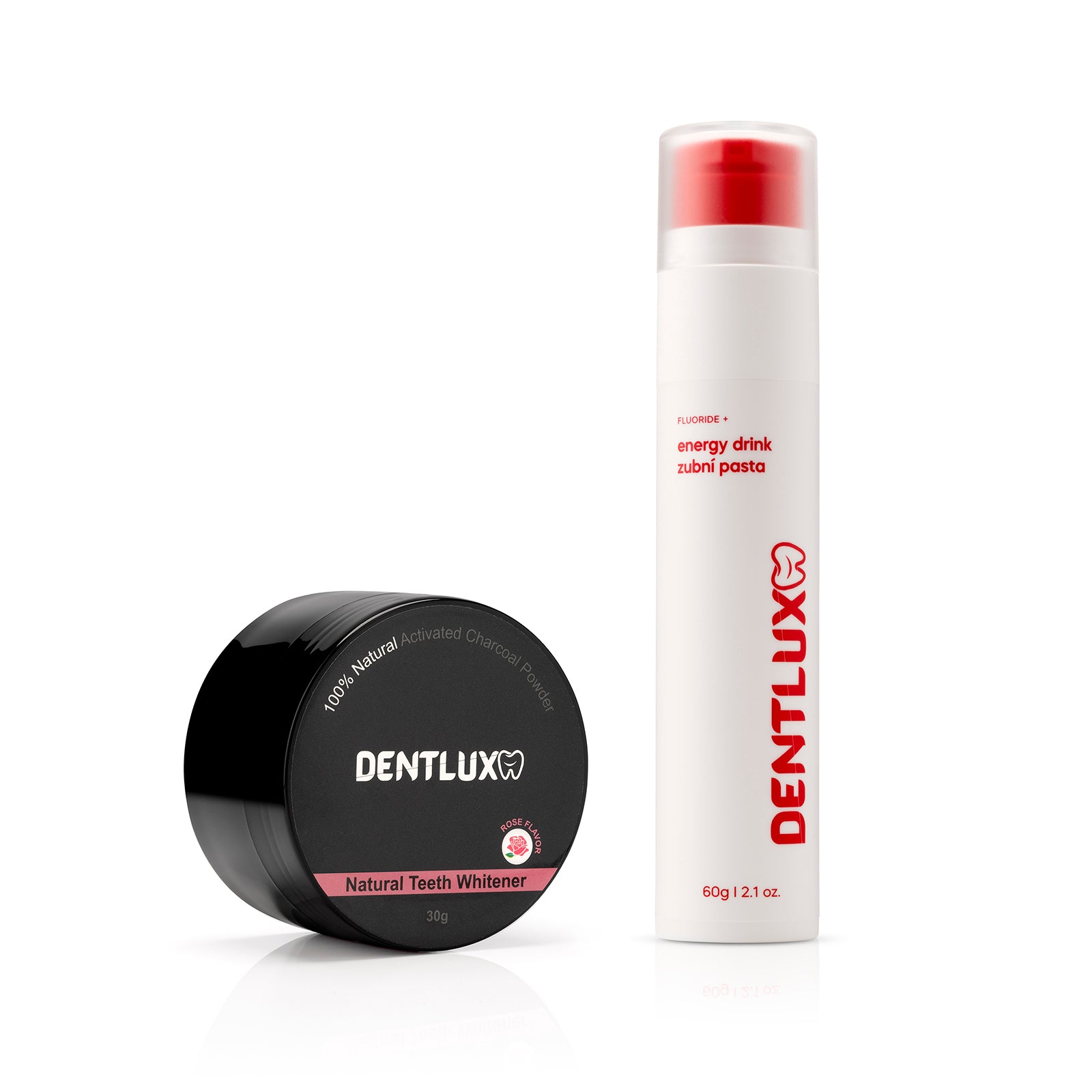 Dentlux bělící pudr na zuby + ochucená zubní pasta - Dentlux