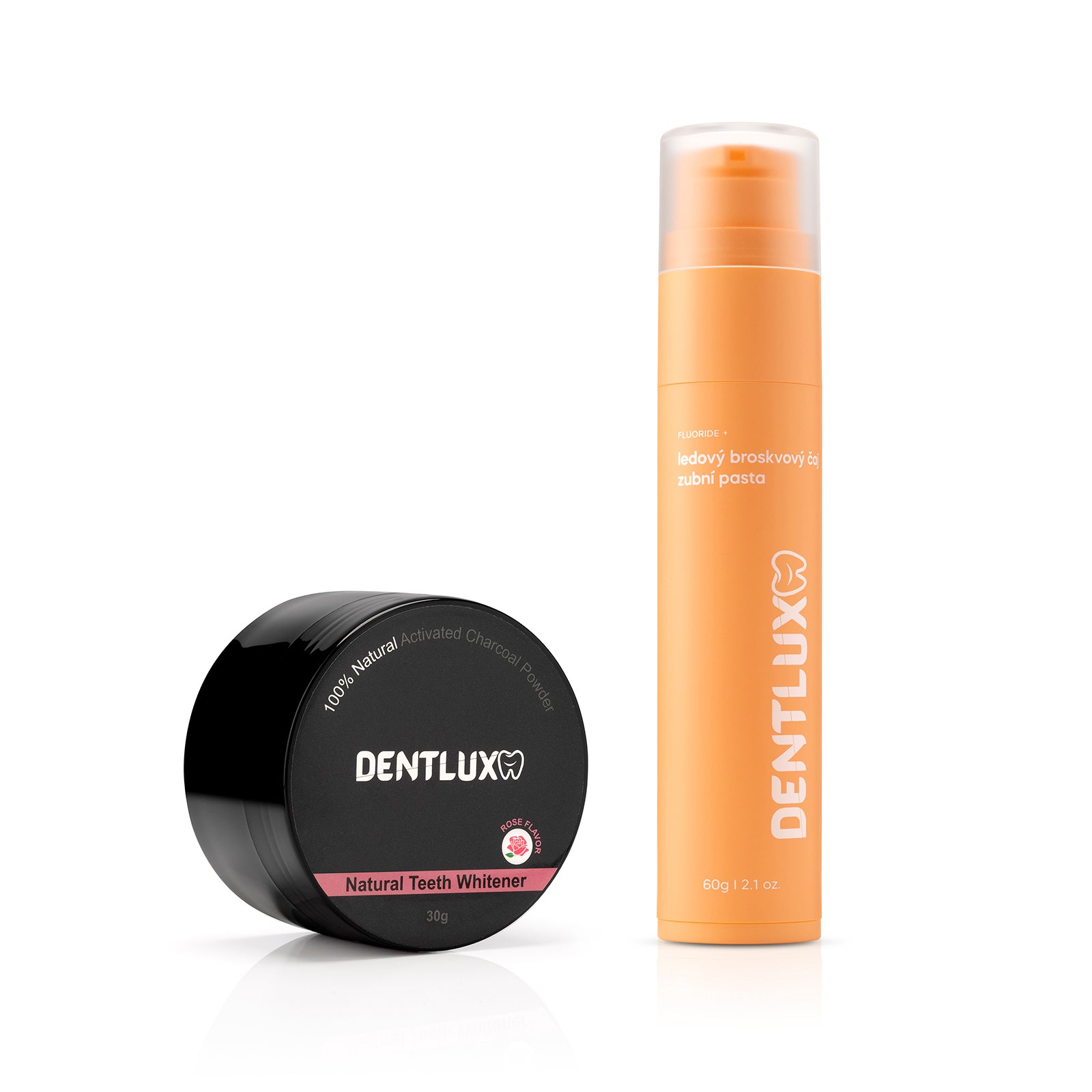 Dentlux bělící pudr na zuby + ochucená zubní pasta - Dentlux