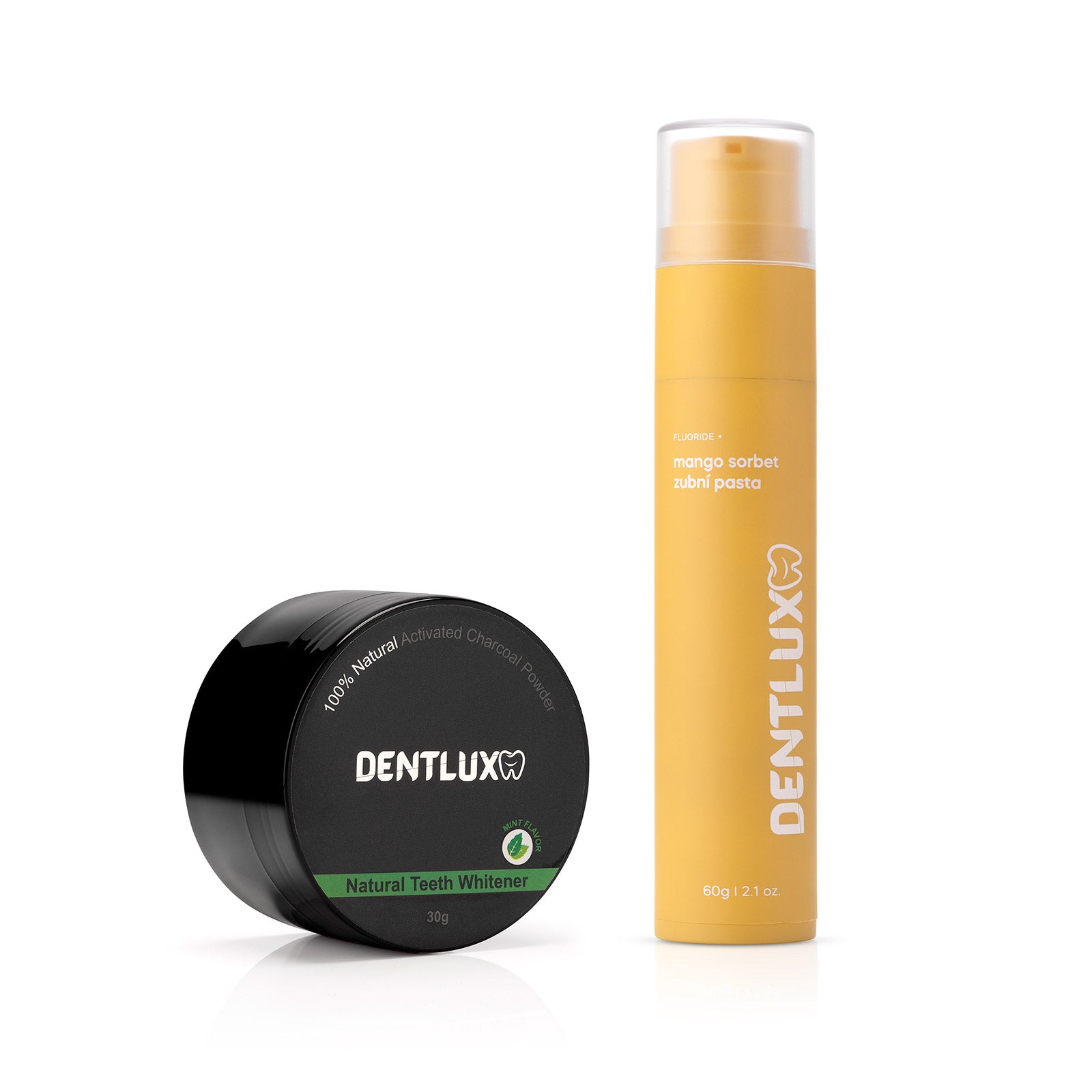 Dentlux bělící pudr na zuby + ochucená zubní pasta - Dentlux
