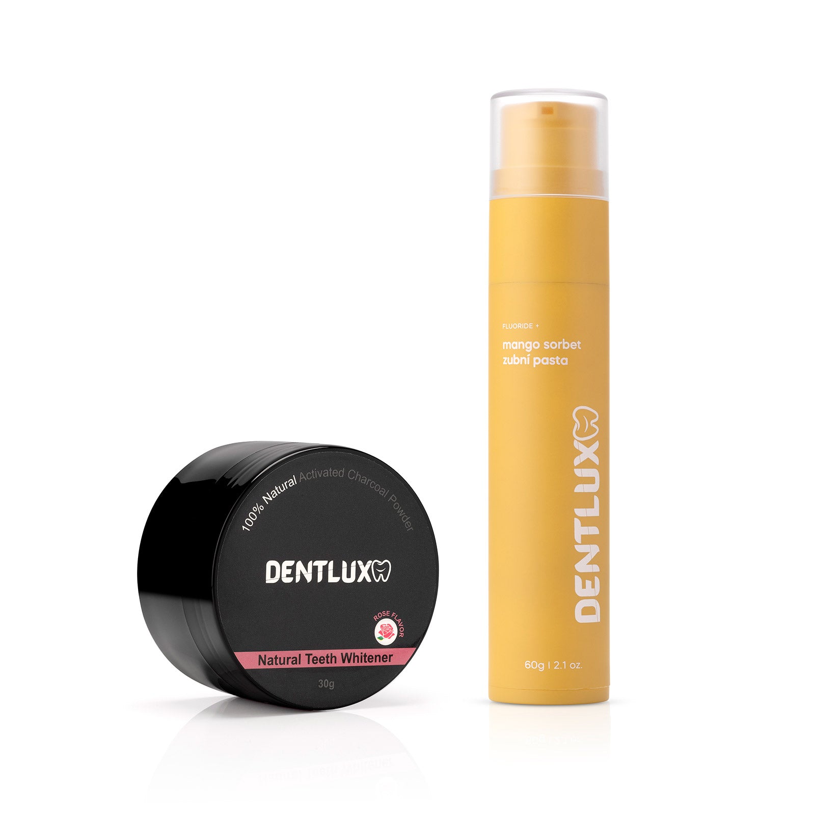 Dentlux bělící pudr na zuby + ochucená zubní pasta - Dentlux