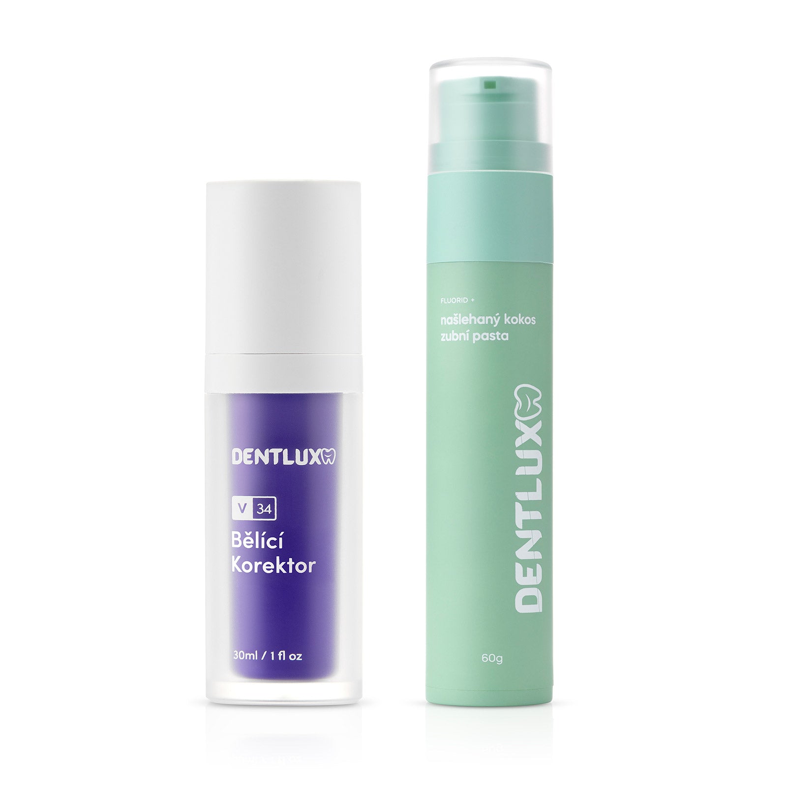 Dentlux V34 bělící korektor + ochucená zubní pasta - Dentlux
