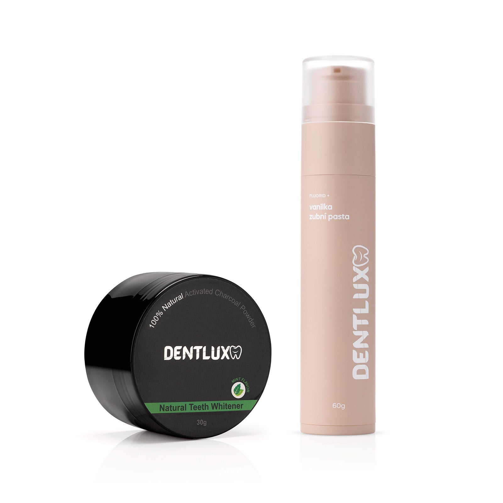 Dentlux bělící pudr na zuby + ochucená zubní pasta - Dentlux