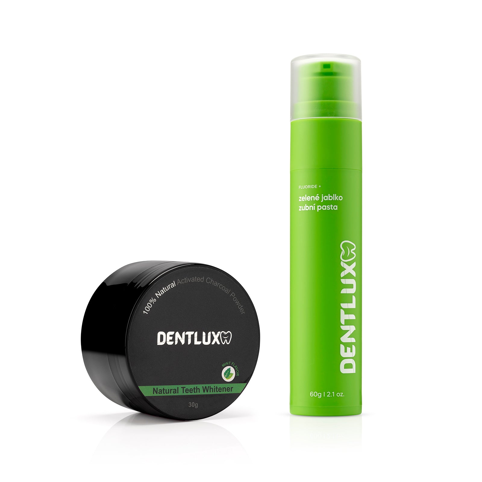 Dentlux bělící pudr na zuby + ochucená zubní pasta - Dentlux