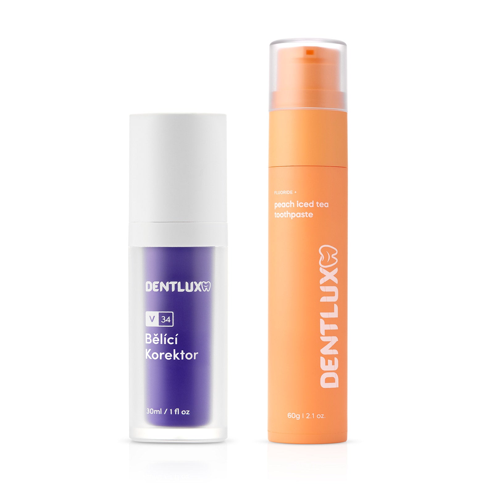 Dentlux V34 bělící korektor + ochucená zubní pasta - Dentlux