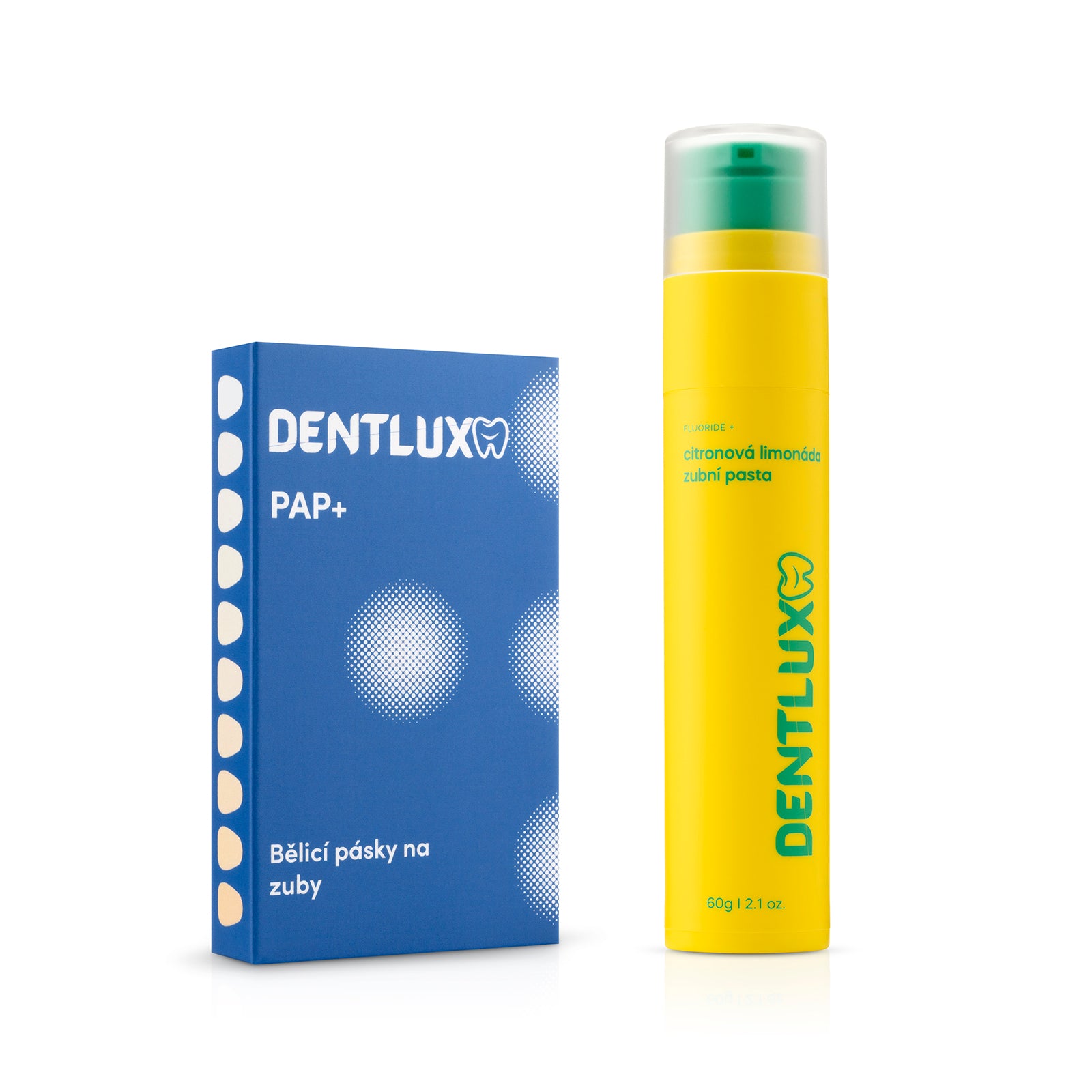 Dentlux PAP+ Bělící pásky na zuby + ochucená zubní pasta - Dentlux