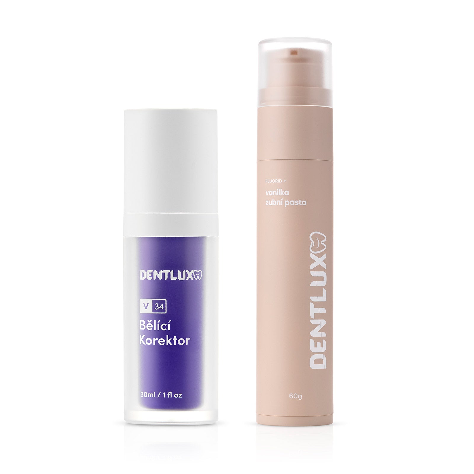 Dentlux V34 bělící korektor + ochucená zubní pasta - Dentlux